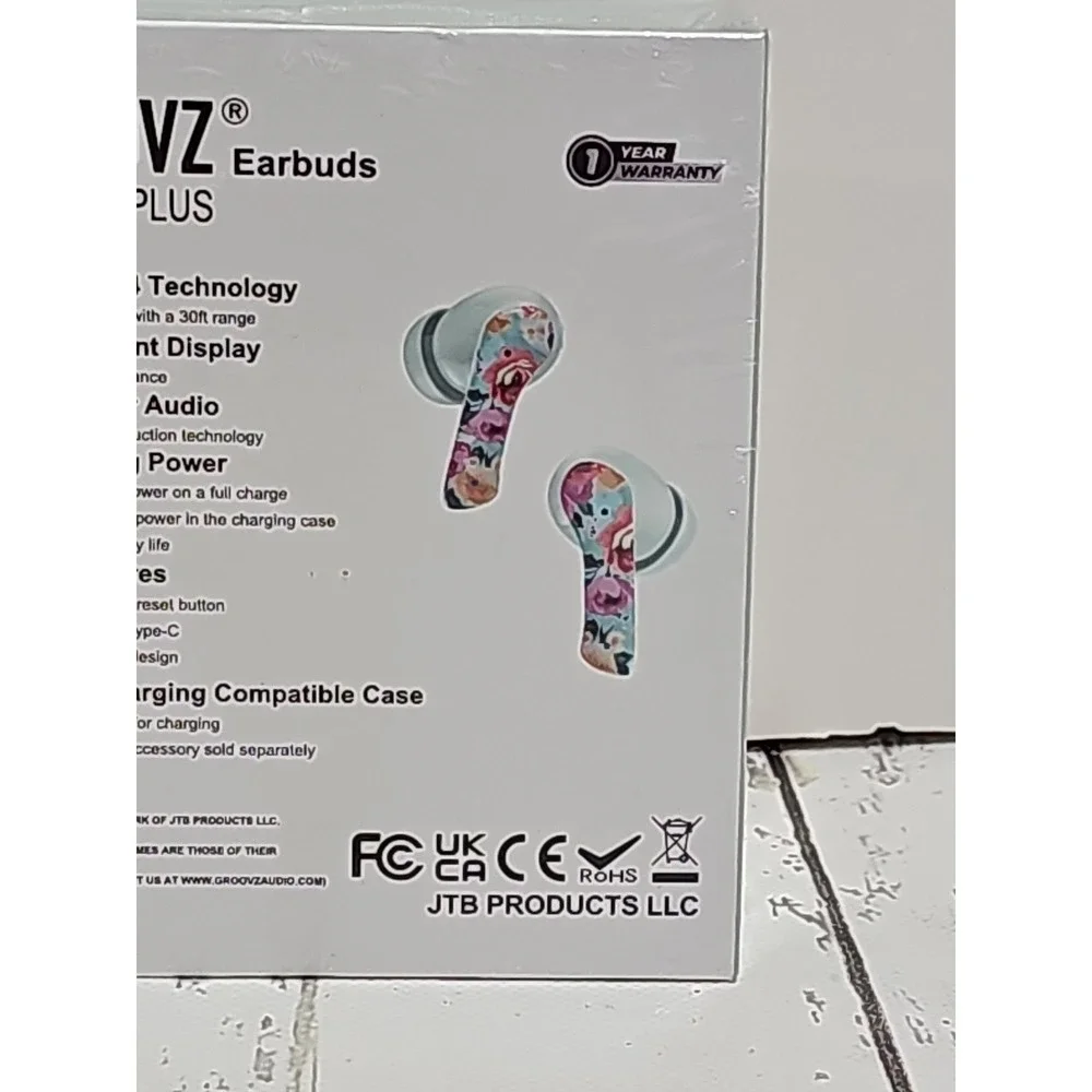Groovz Plus True Wireless Earbuds with Charging Case - Floral Colors